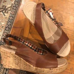 Crocs Women's A-Leigh Leather Slingback Wedge